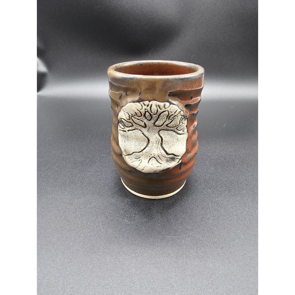 Tree Of Life Hand Made Signed Pottery‎ Cup